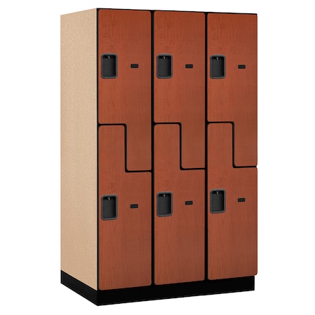 Salsbury Industries Wardrobe Locker, 45" W, 24" D, 76" H, (3) Wide, (6) Openings, Cherry 27364CHE